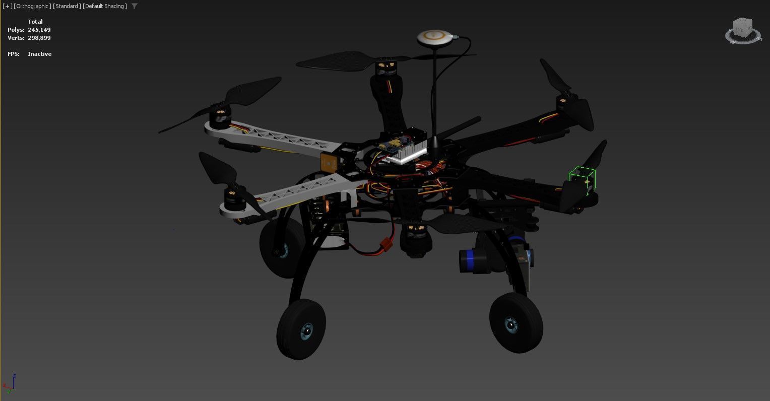 3D model of a drone with multiple rotors 3D model_4