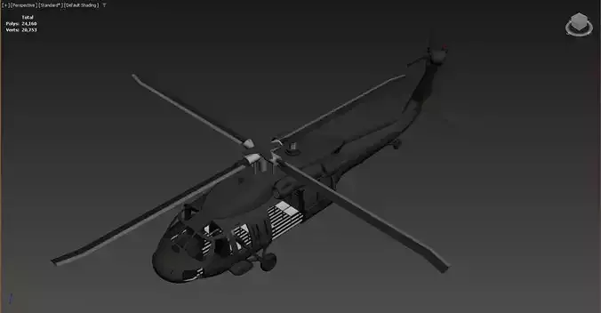 The image shows a 3D model of a helicopter