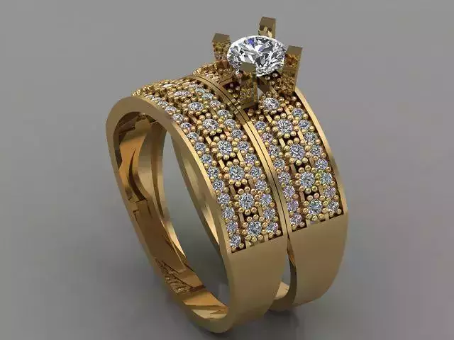 Royal Jewelry Diamond twins Crowned Ring 3dm stl 3D print model 