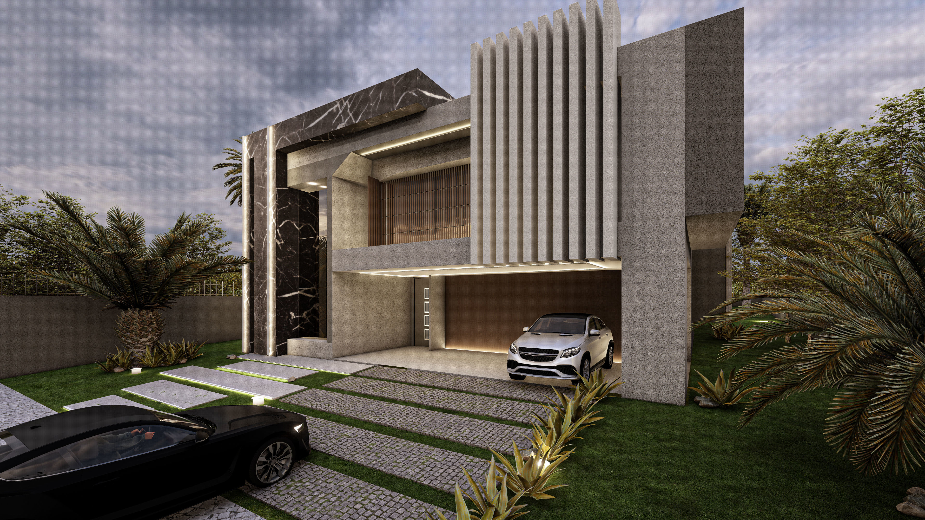 Modern Luxury Villa Exterior Design 3D Model 3D model_3