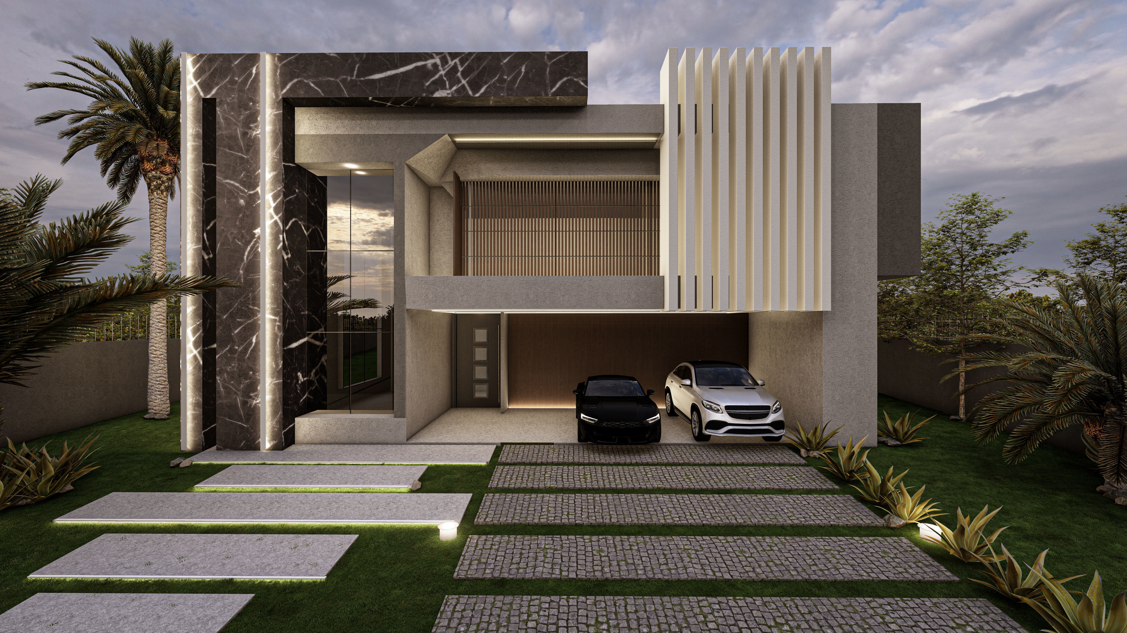 Modern Luxury Villa Exterior Design 3D Model 3D model_4