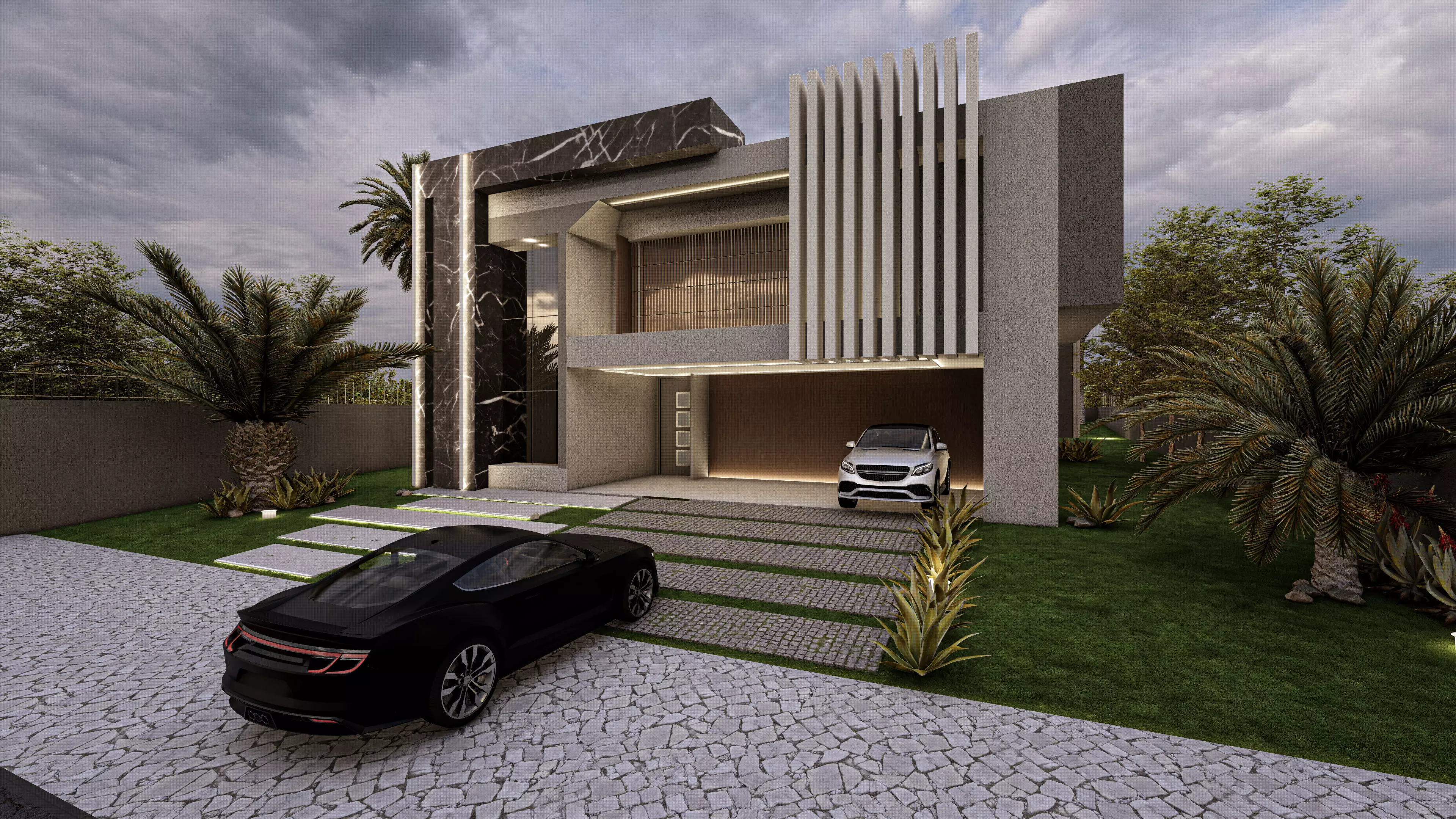 Modern Luxury Villa Exterior Design 3D Model 3D model_0