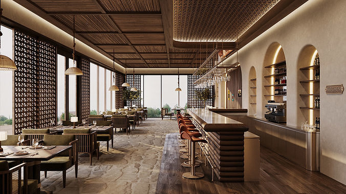 Bar Restaurant 3D model 7