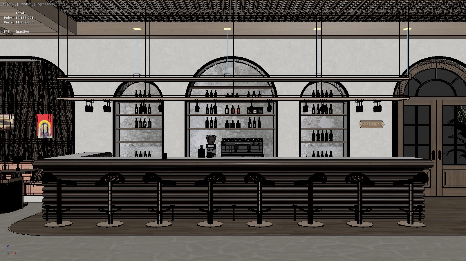 Bar Restaurant 3D model_10