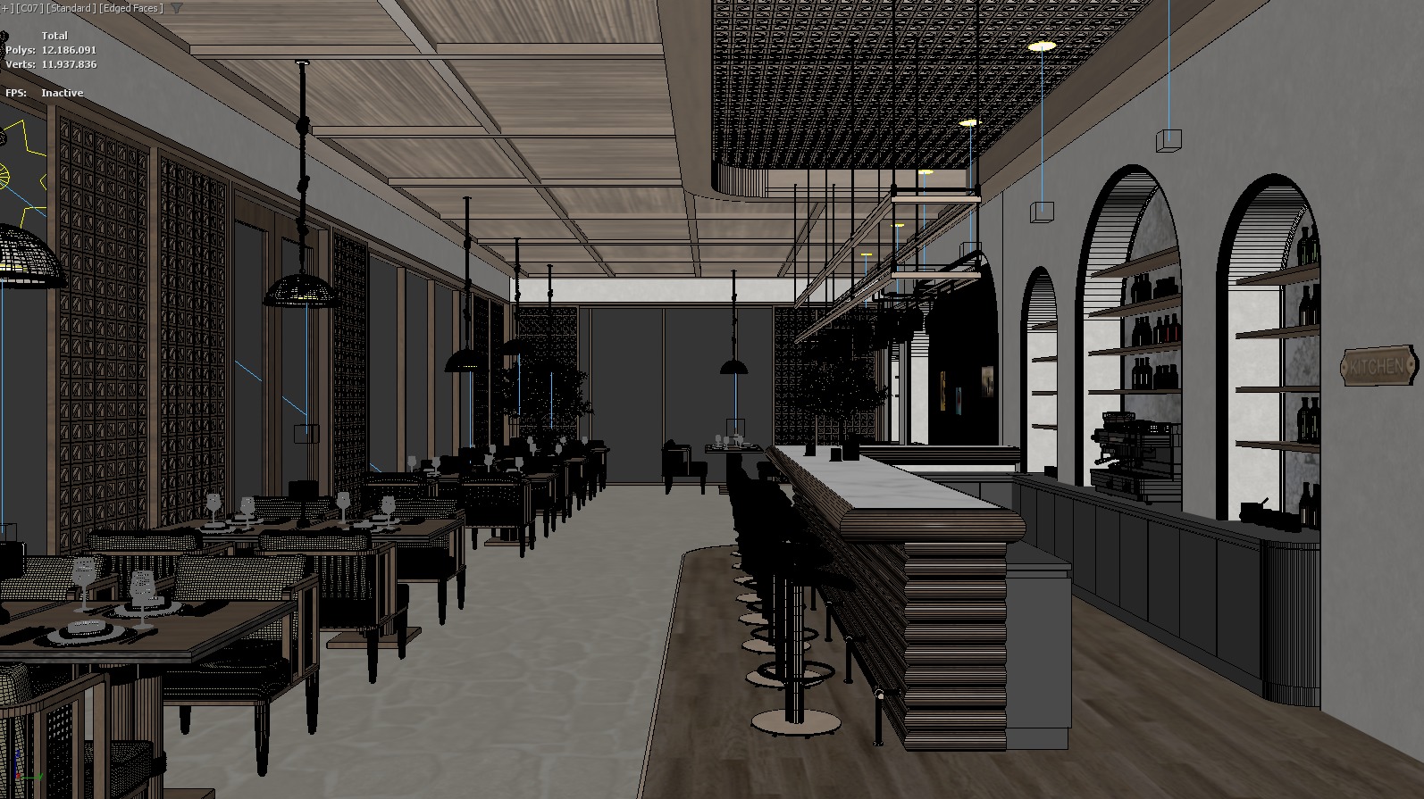 Bar Restaurant 3D model_15