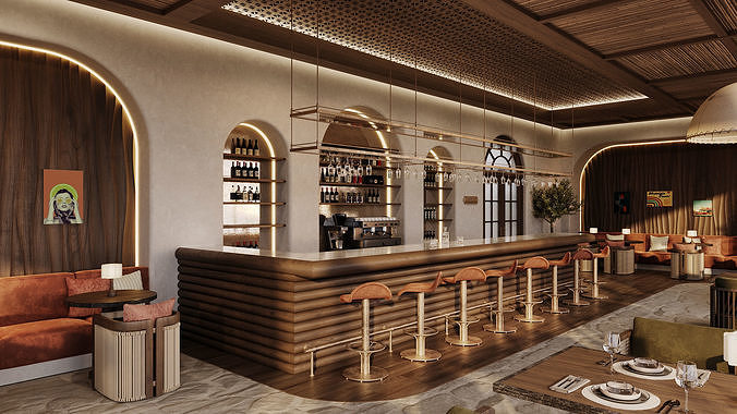 Bar Restaurant 3D model 2