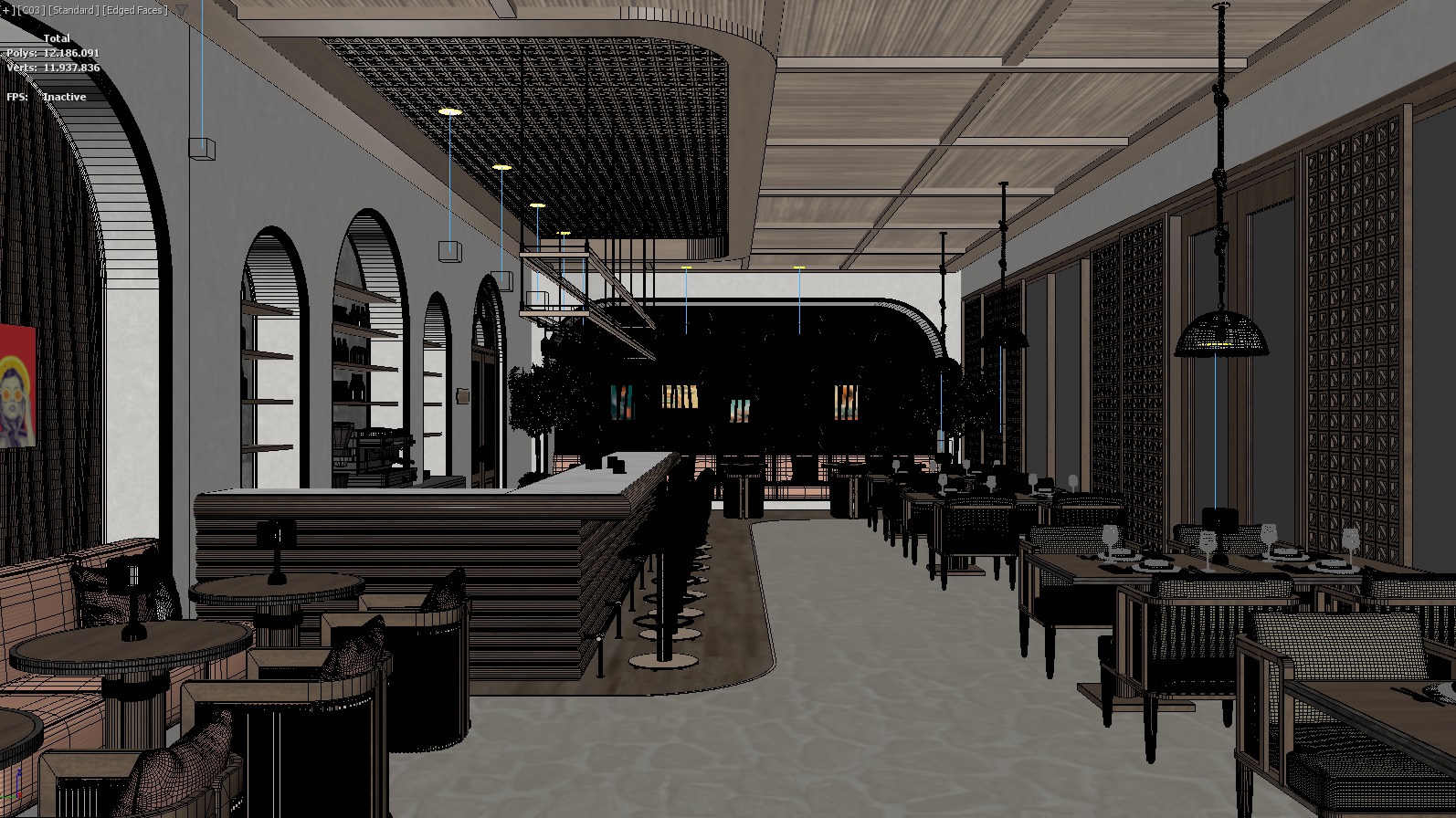 Bar Restaurant 3D model_11
