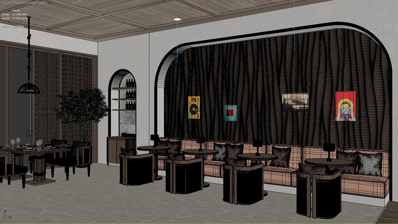 Bar Restaurant 3D model_12