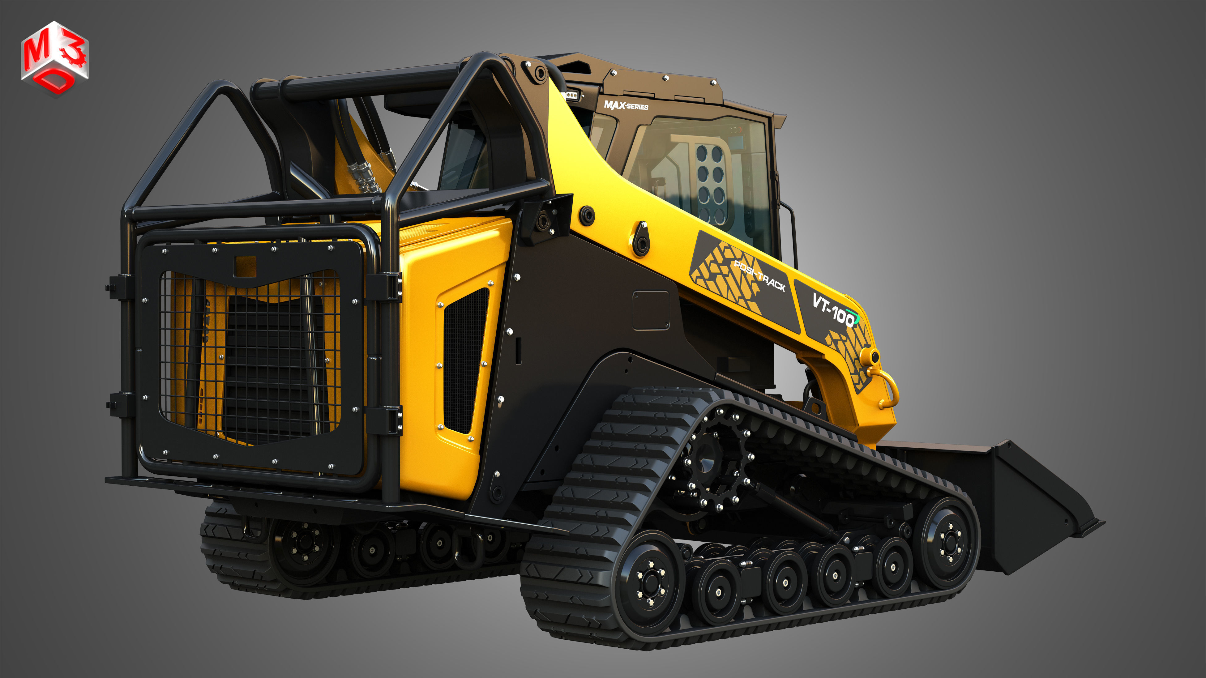 VT-100 Compact Track Loader with Forestry Package - Bucket 3D model_1