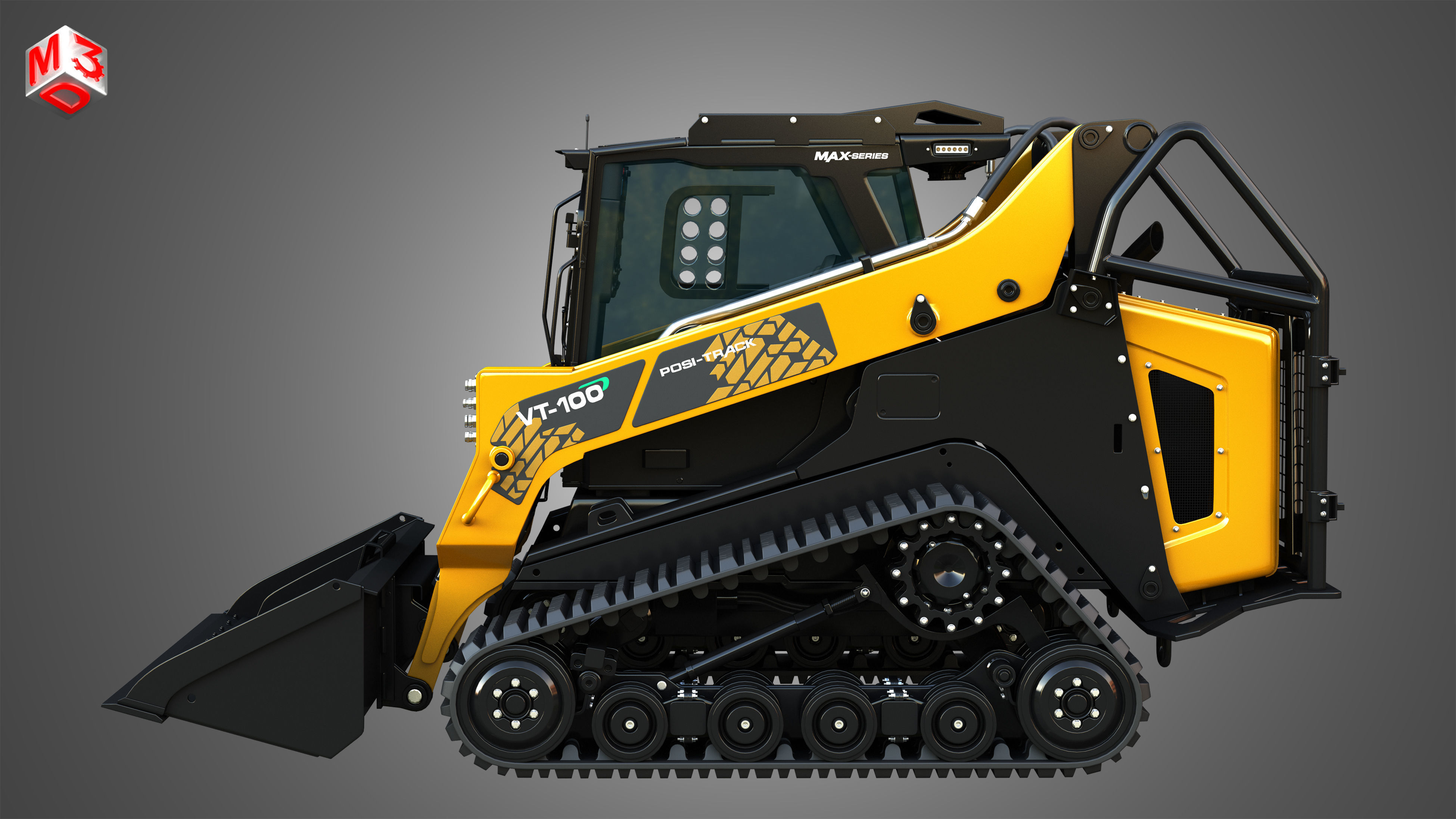 VT-100 Compact Track Loader with Forestry Package - Bucket 3D model_4