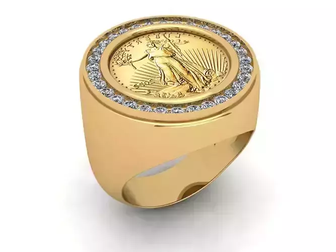 18 MM Gold Coin Ring - 220537 3D print model