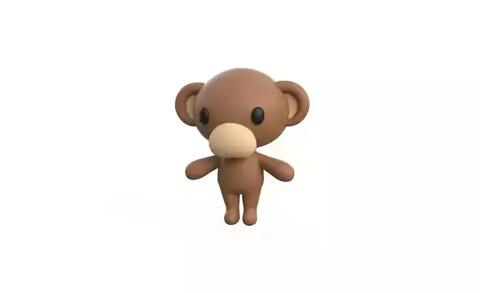 Little animal cute - Monkey cute - Character009 Low-poly 3D model