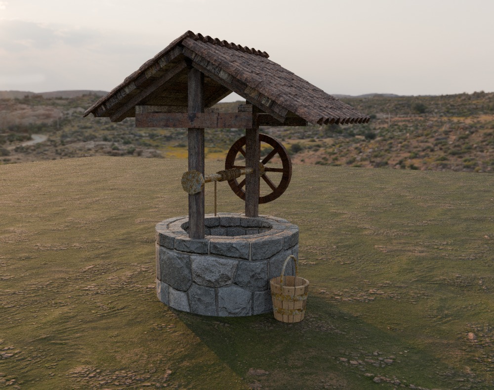 well game ready Low-poly 3D model_1