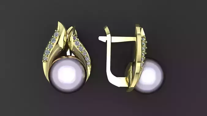 Earrings with pearl for CNC model or