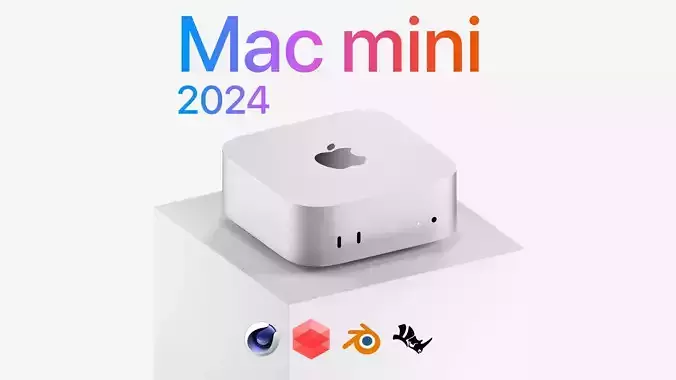 Apple M4 Mac Mini - 2024 - HQ 3D Model