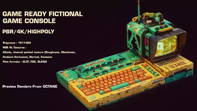 Cyberpunk Game Console PBR Asset