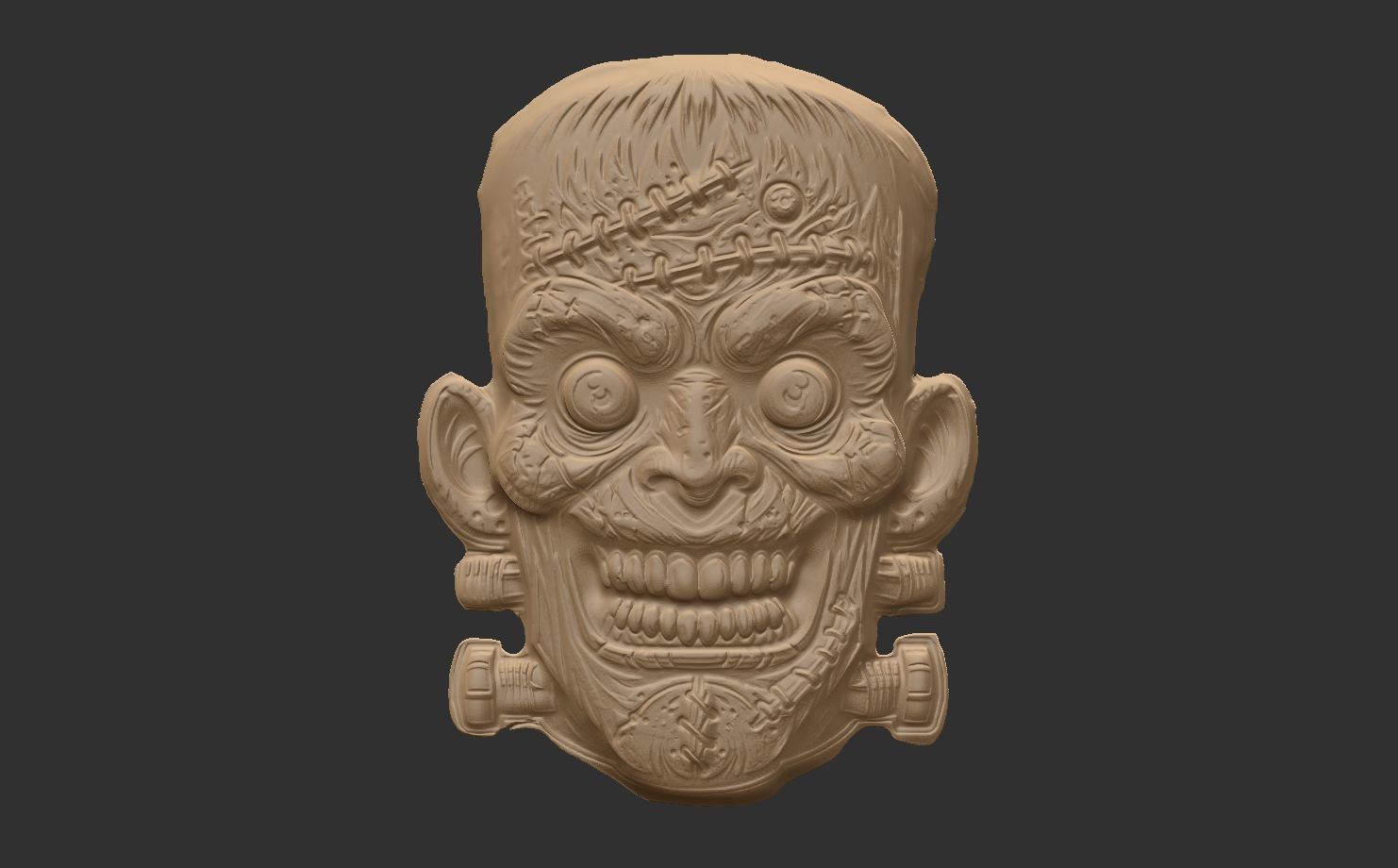 frankenstein head cnc 3D print model_9