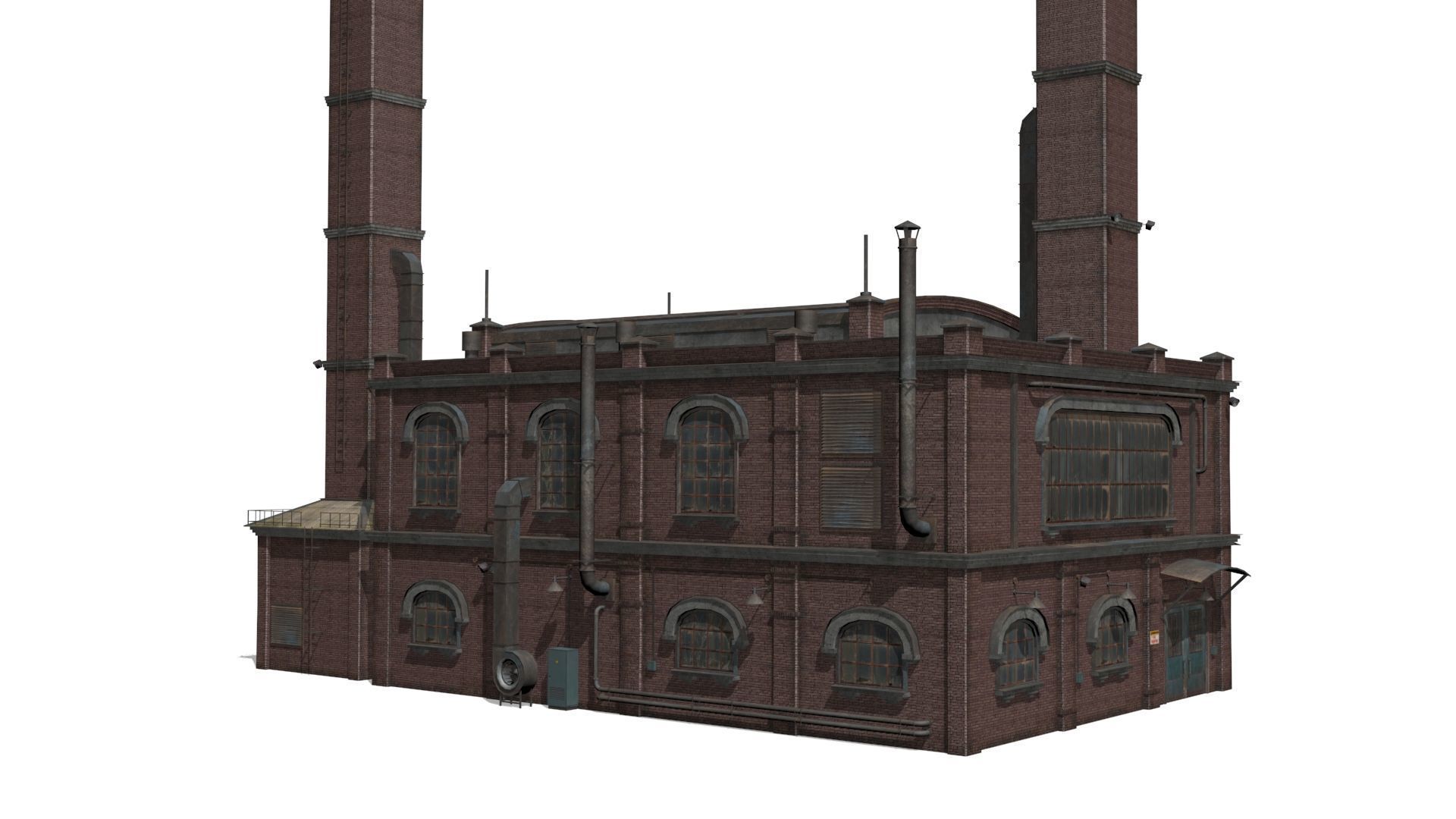 Old brick factory Low-poly 3D model_8