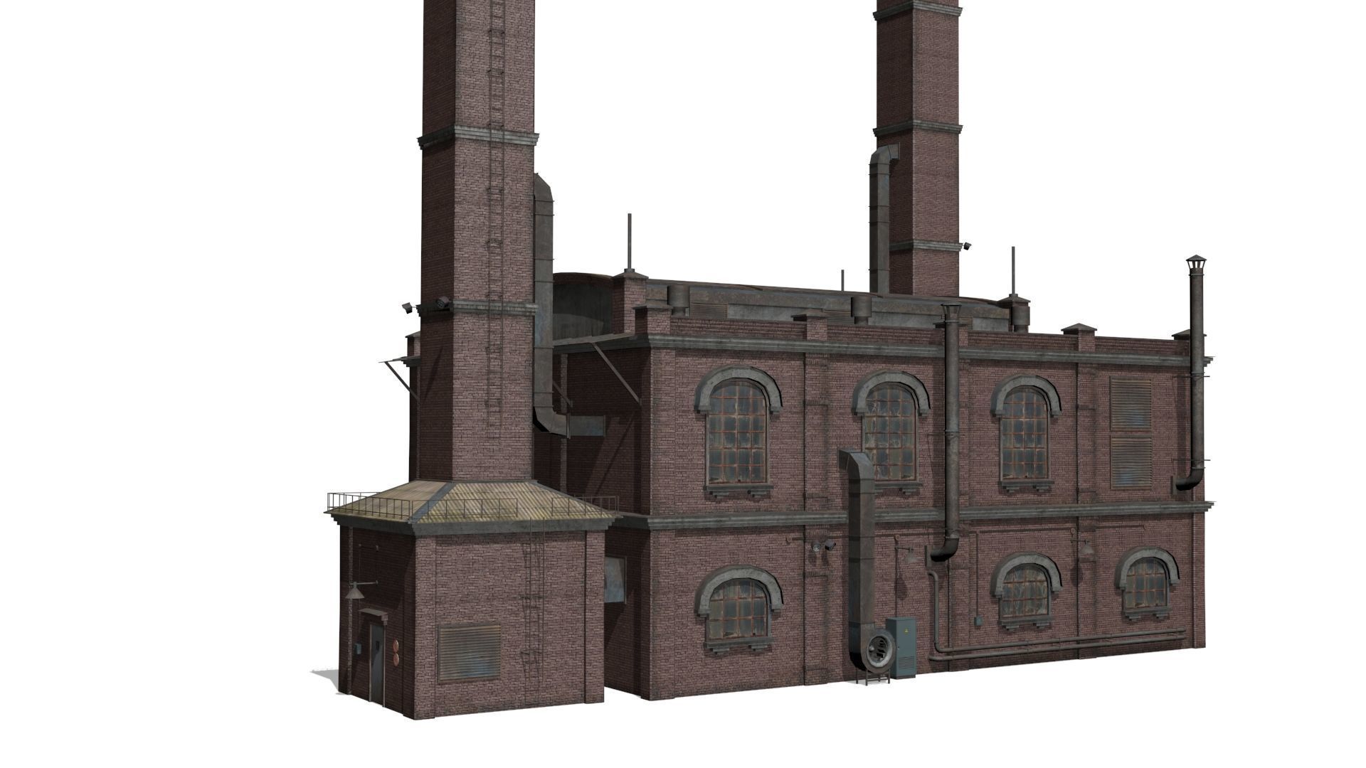 Old brick factory Low-poly 3D model_7