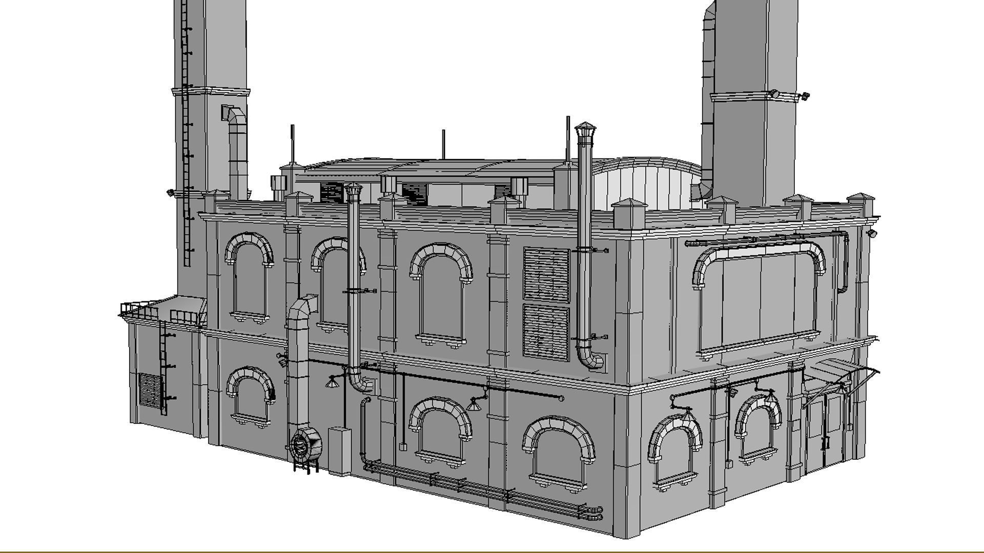 Old brick factory Low-poly 3D model_11