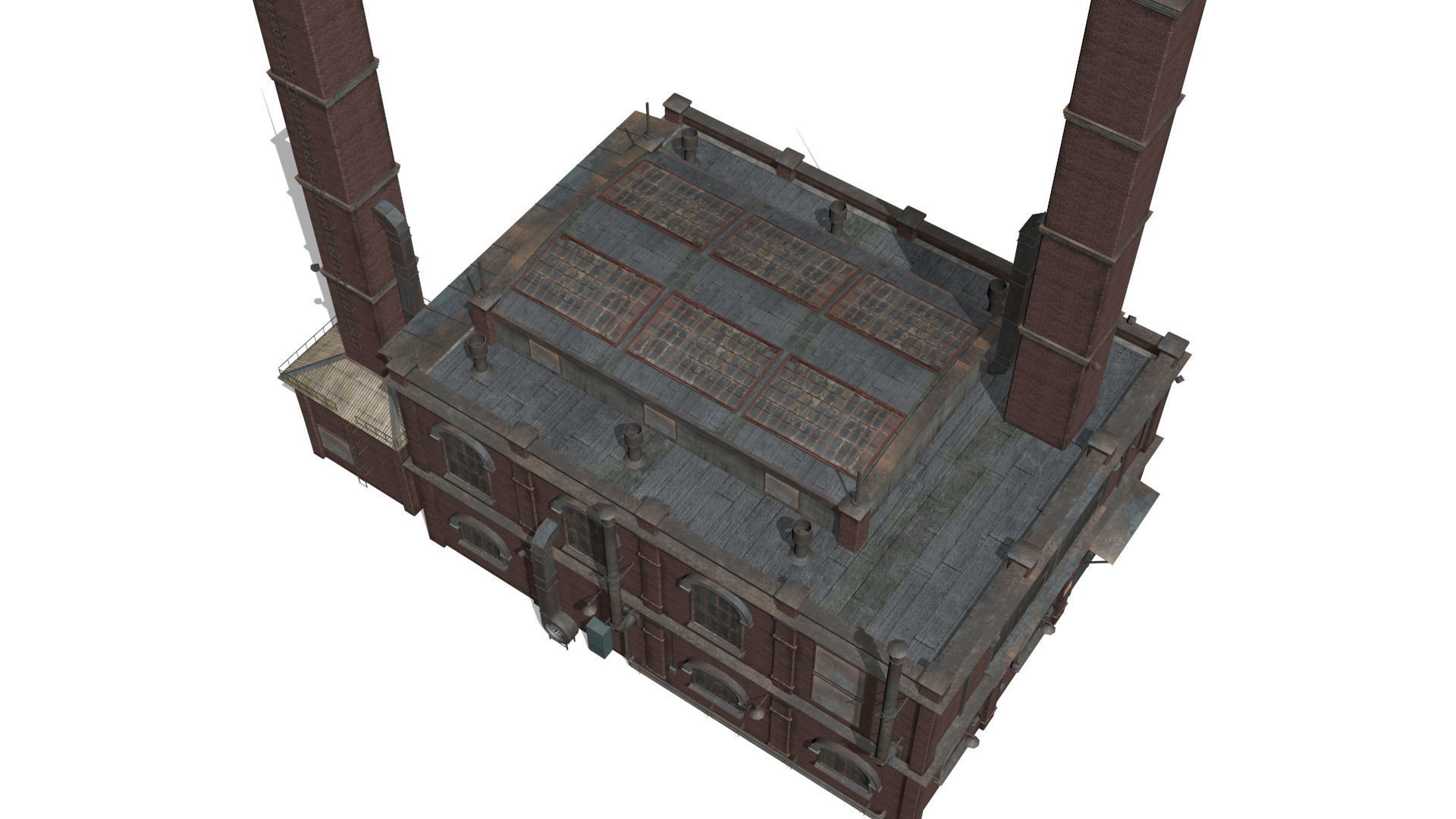 Old brick factory Low-poly 3D model_9