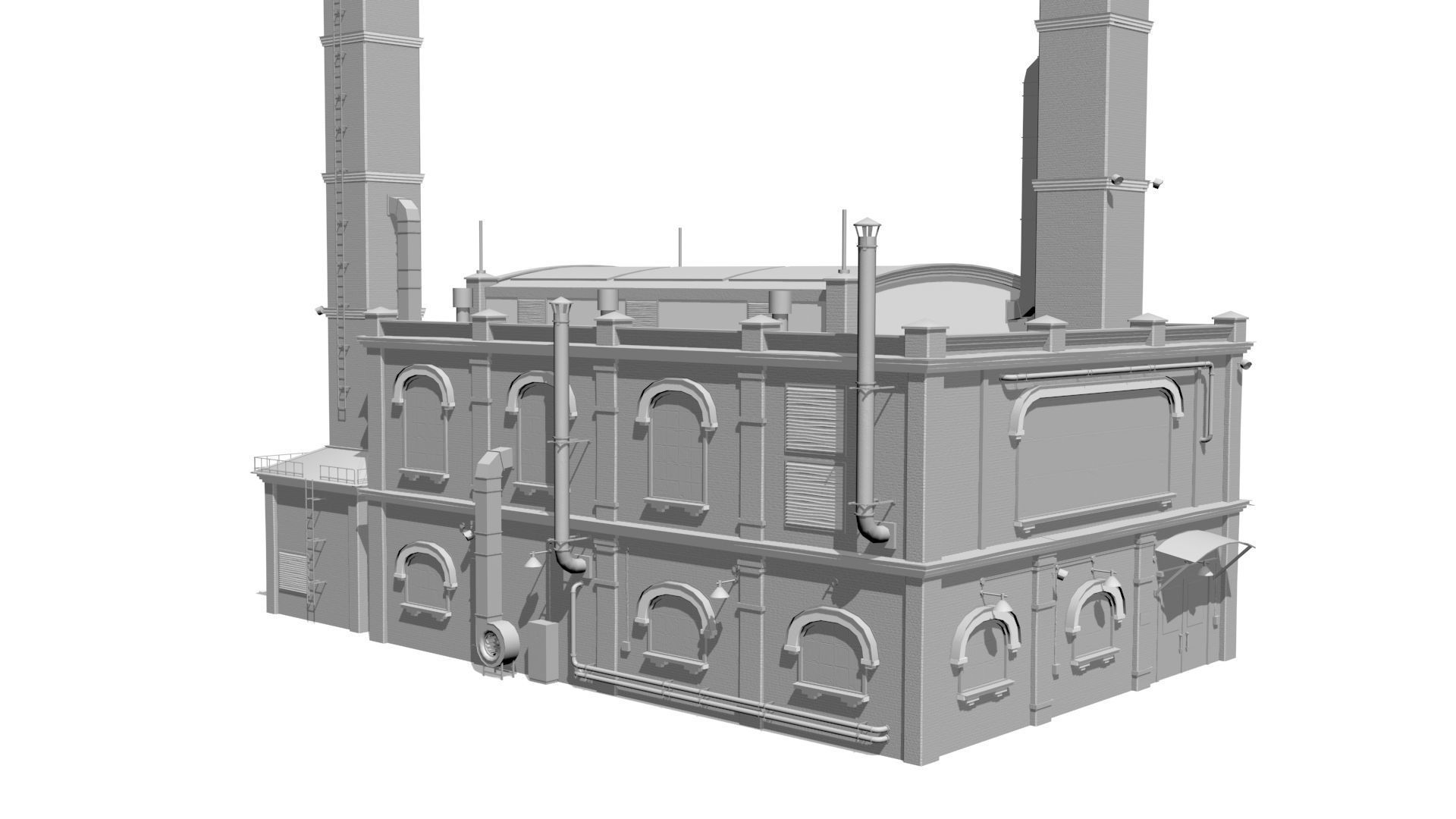 Old brick factory Low-poly 3D model_10