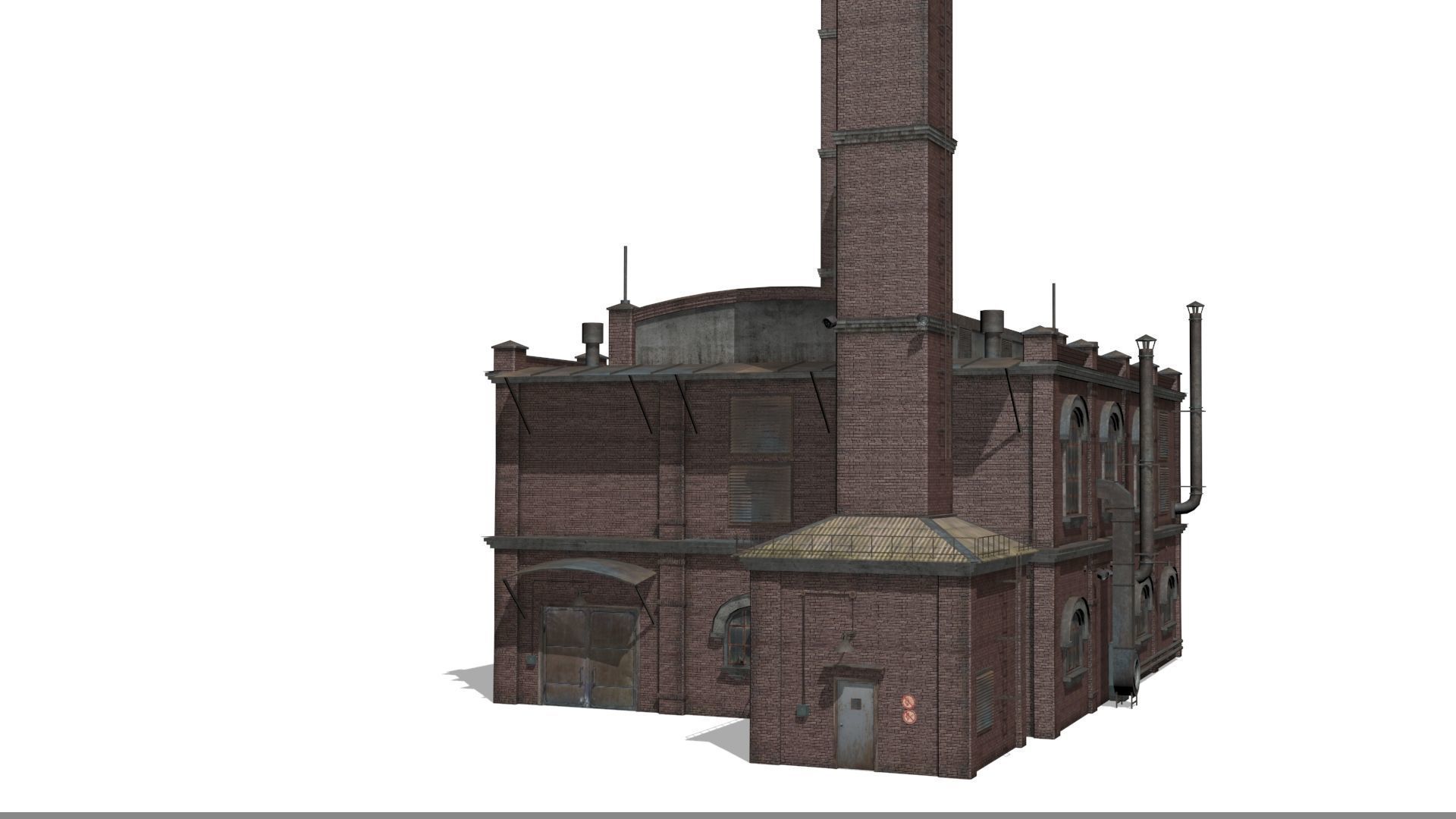 Old brick factory Low-poly 3D model_6