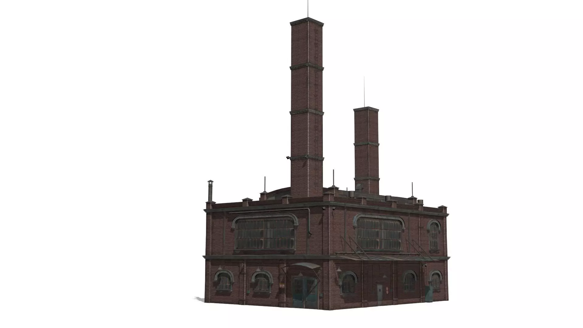 Old brick factory Low-poly 3D model_0