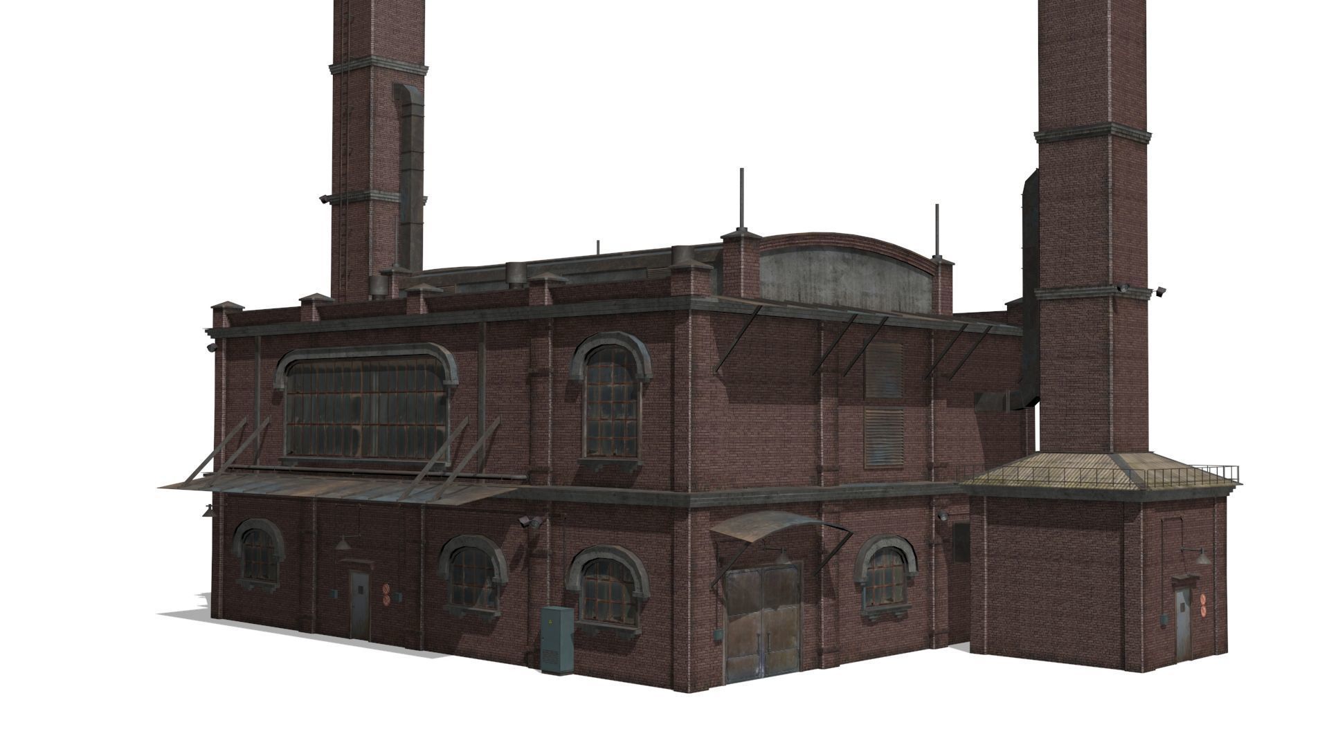Old brick factory Low-poly 3D model_5