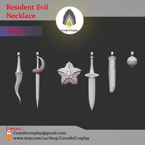 Resident Evil Necklace of Dimitrescu Sisters 3d digital File 3D print model