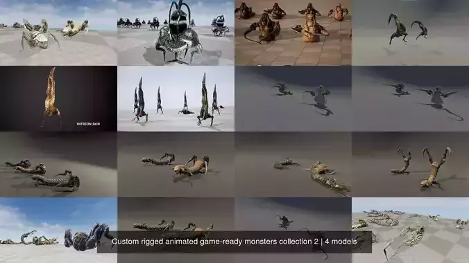 Custom rigged animated game-ready monsters collection 2 