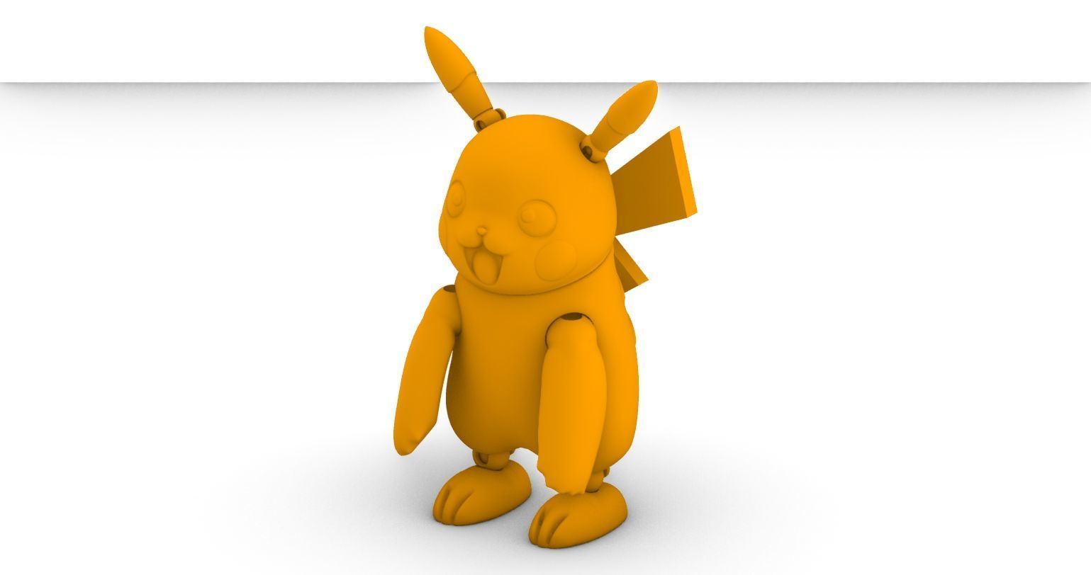 Pikachu - ARTICULATED POSEABLE ACTION FIGURE 120mm 3D print model_2