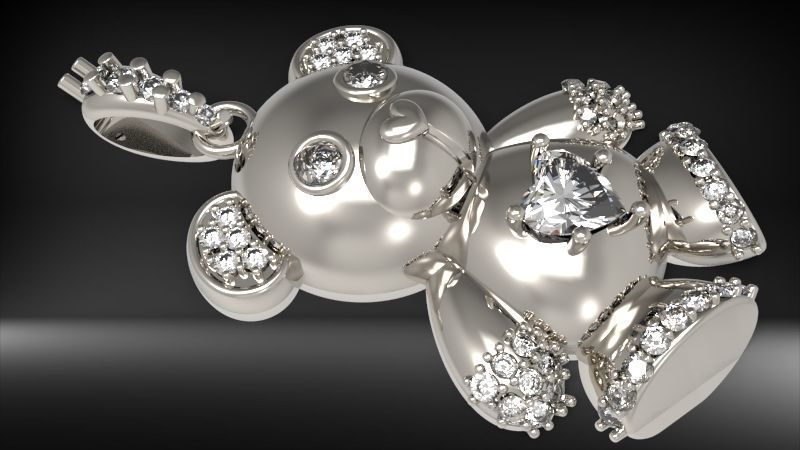 Heart Teddy Bear Pendant 3D print model_5