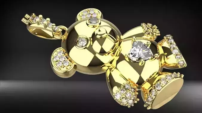 Heart Teddy Bear Pendant 3D print model Heart Teddy Bear Pendant 3D print model