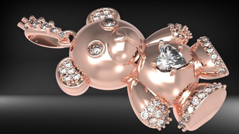 Heart Teddy Bear Pendant 3D print model_3