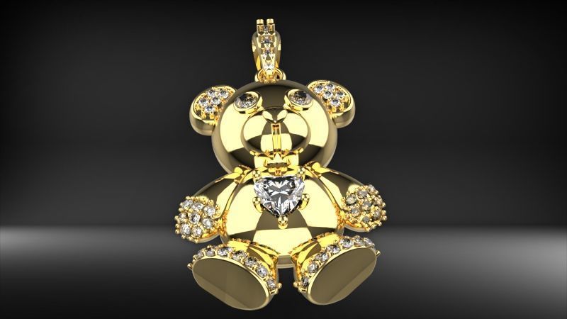Heart Teddy Bear Pendant 3D print model_18