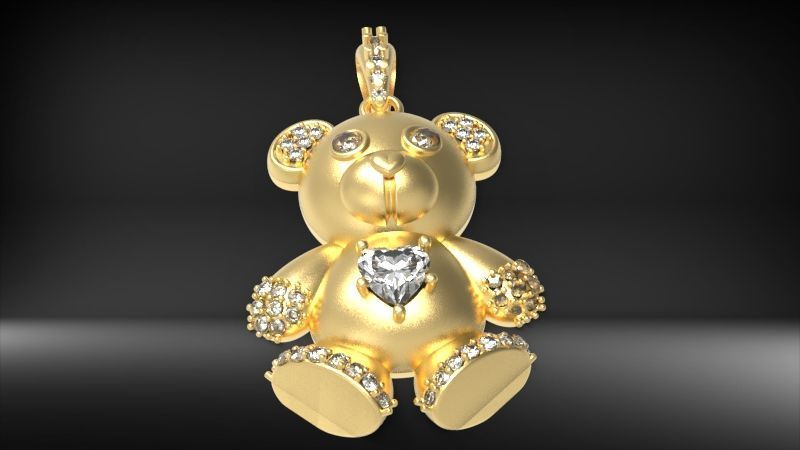 Heart Teddy Bear Pendant 3D print model_12