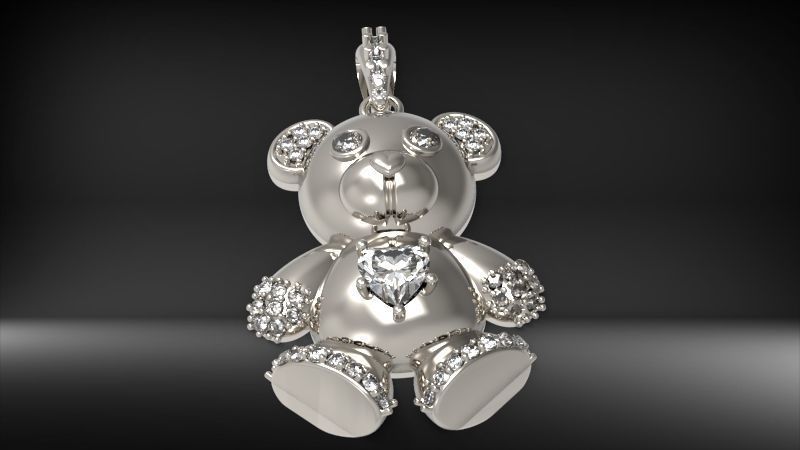 Heart Teddy Bear Pendant 3D print model_11