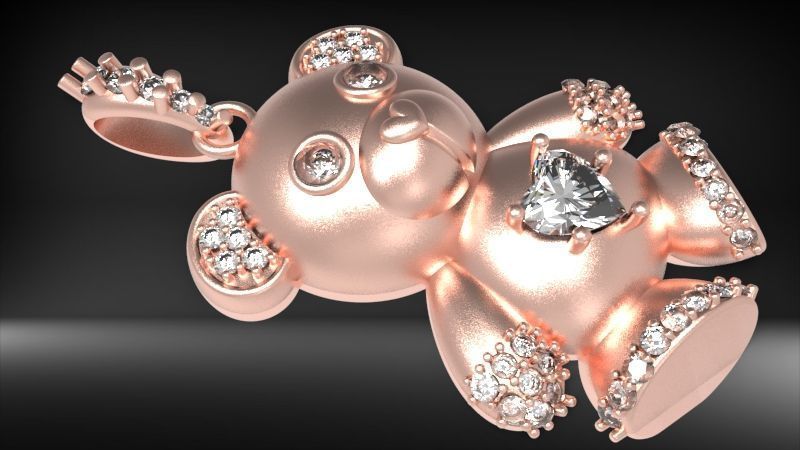 Heart Teddy Bear Pendant 3D print model_6