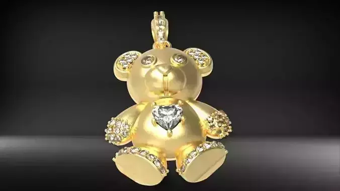 Heart Teddy Bear Pendant 3D print model Heart Teddy Bear Pendant 3D print model