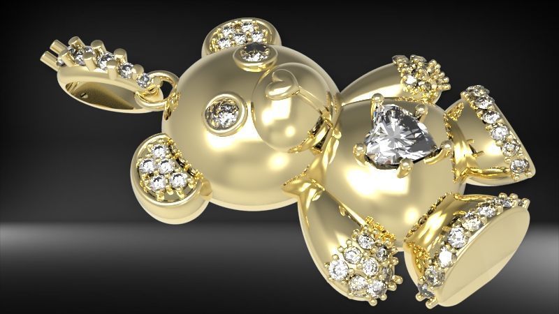 Heart Teddy Bear Pendant 3D print model_9