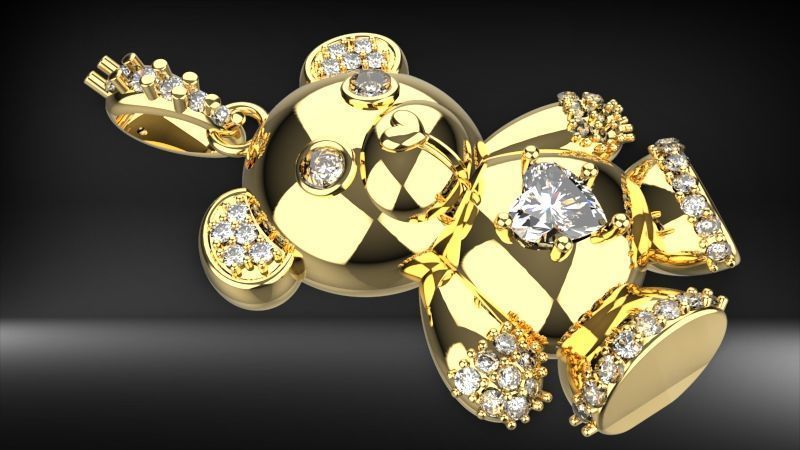 Heart Teddy Bear Pendant 3D print model_12