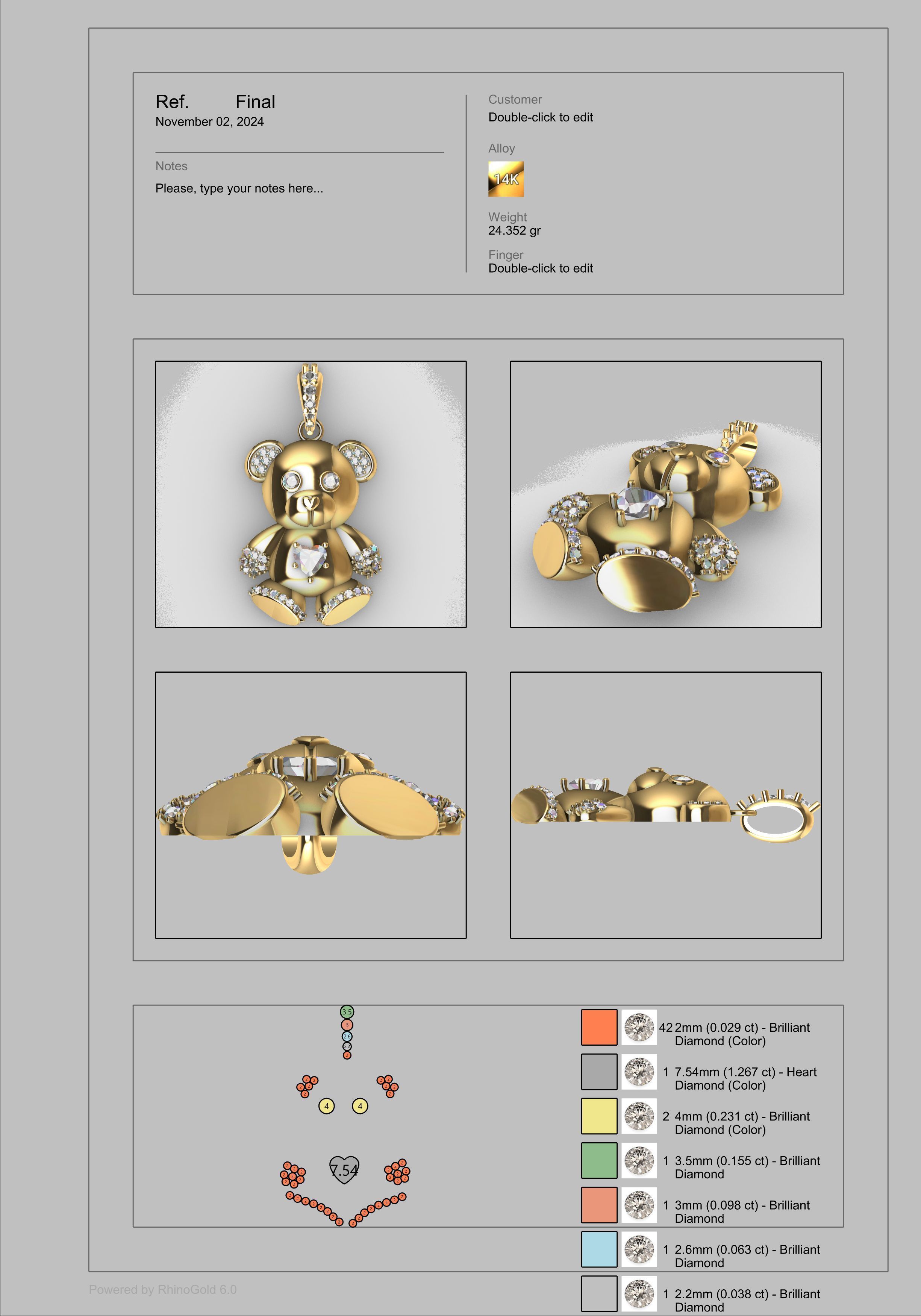 Heart Teddy Bear Pendant 3D print model_20