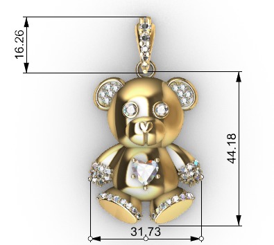 Heart Teddy Bear Pendant 3D print model_14