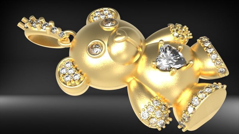 Heart Teddy Bear Pendant 3D print model_16
