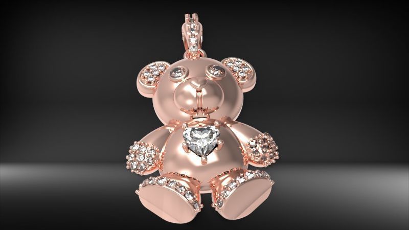 Heart Teddy Bear Pendant 3D print model_5
