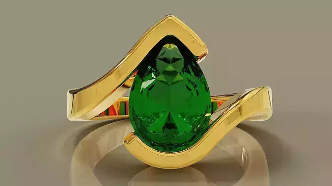 Pear shape diamond tension style engagement ring 3D print model