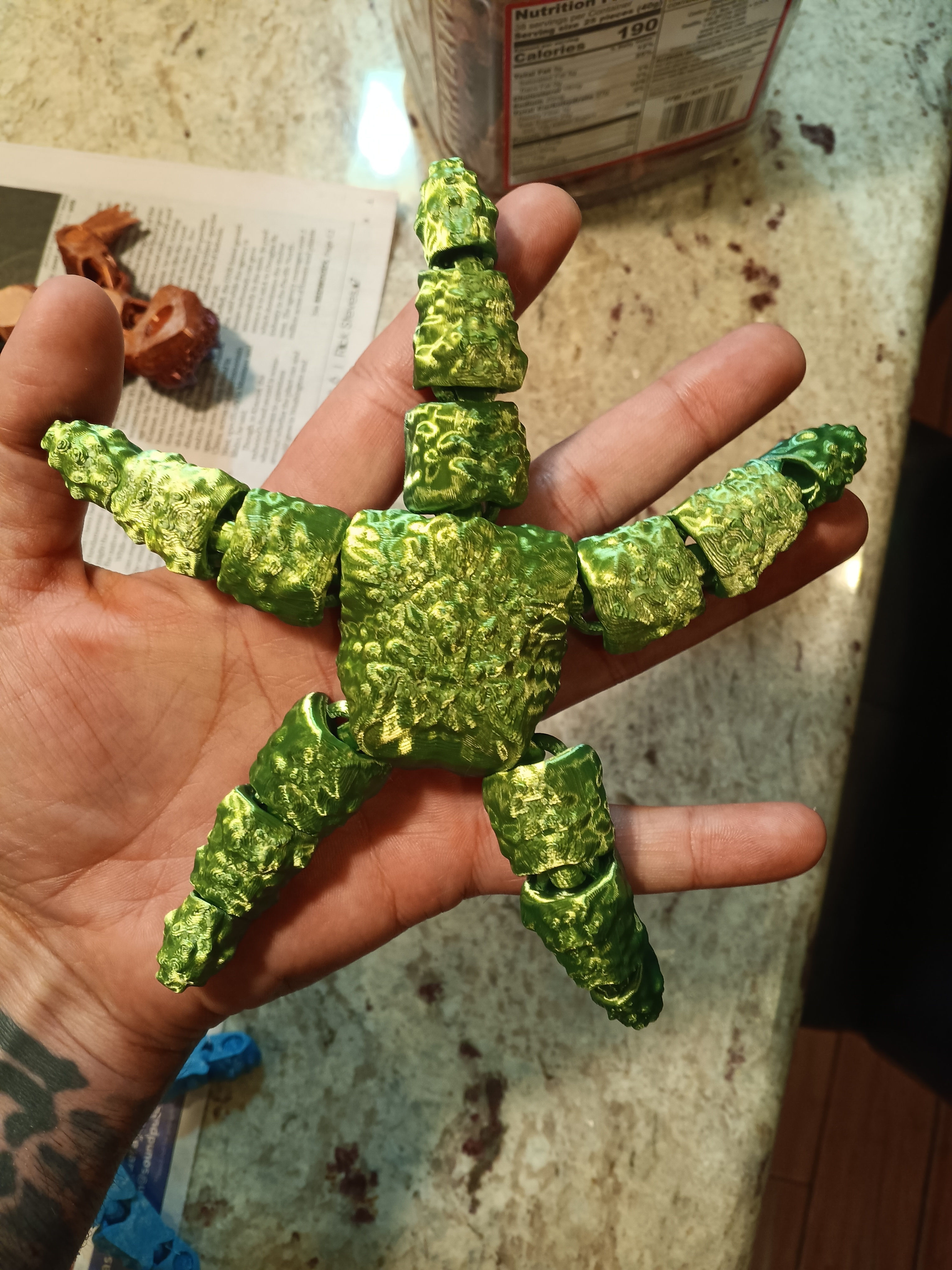 Starfish Flexi Fidget toy - print in place 3D print model_3