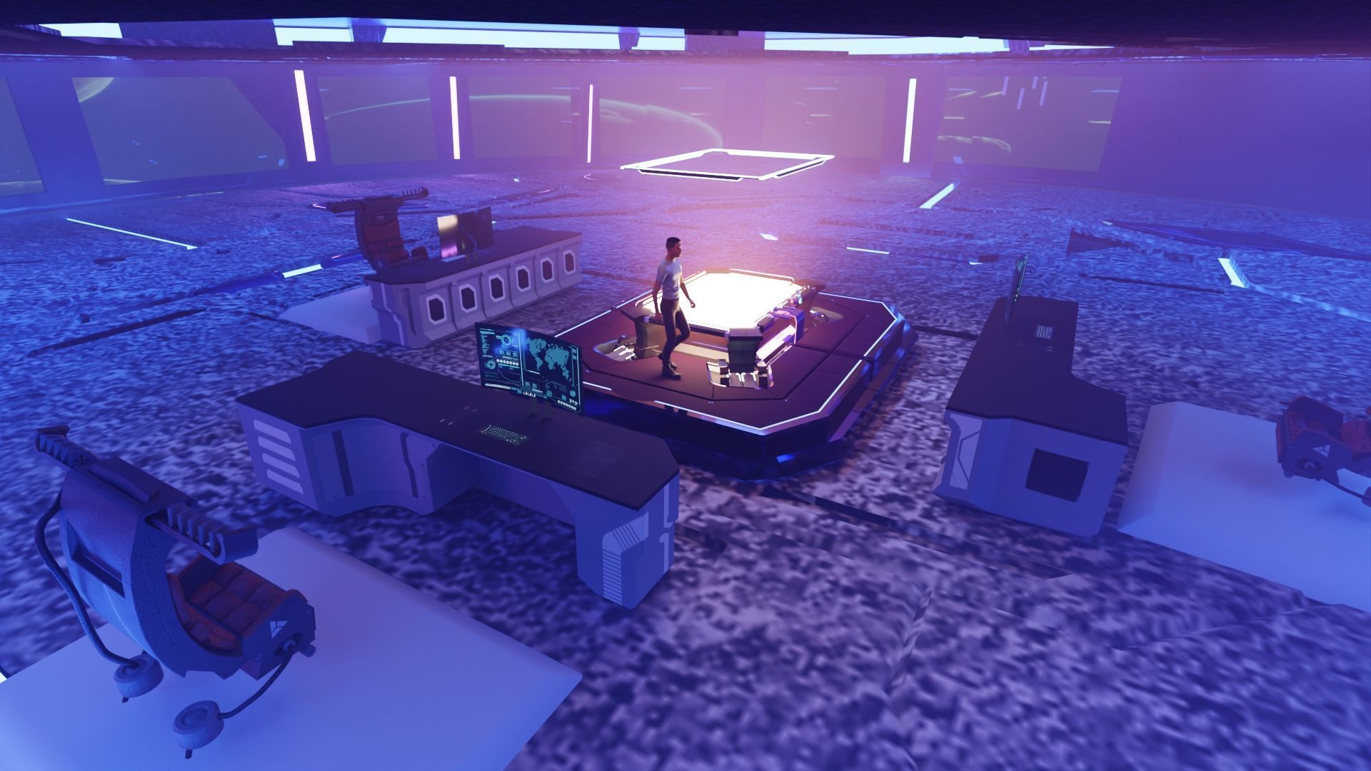 The spaceship inn Low-poly 3D model_2