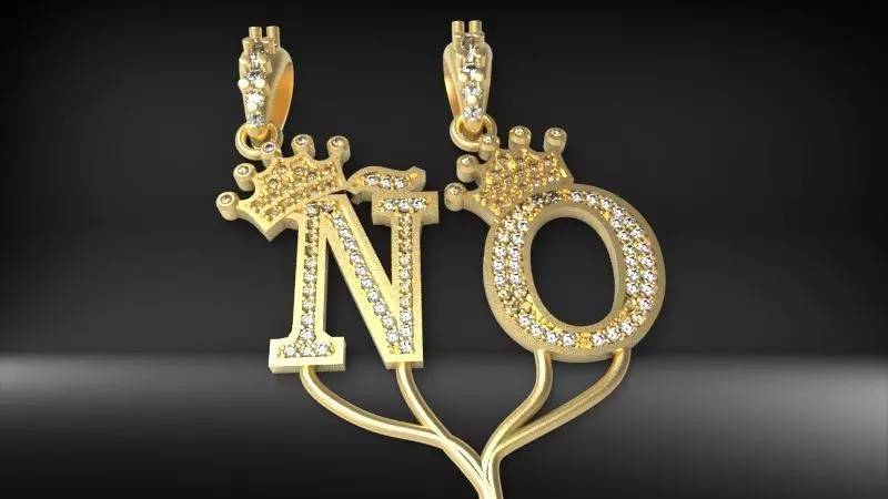 Alphabet Crown Diamond Pendant N and O 3D print model